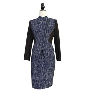 Tahari Navy and Black Skirt Set